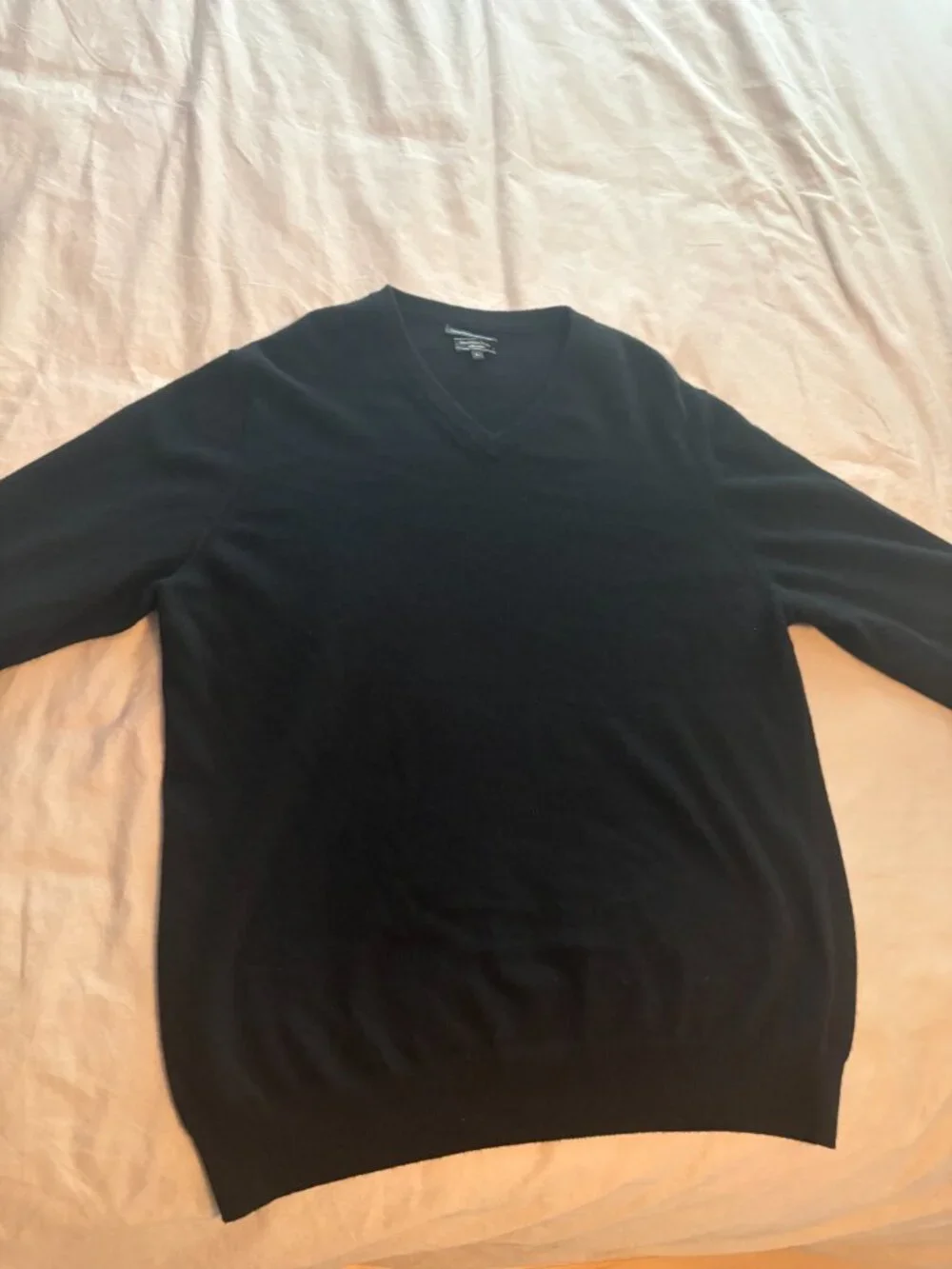 Mantovani Studio 100% Italian Cashmere Black V-Neck Sweater Men's L